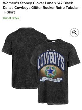 Dallas Cowboys Black Retro Glitter Tubular T-Shirt